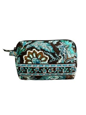 Vera Bradley Retired Java Blue Quilted Floral Cosmetic Pouch